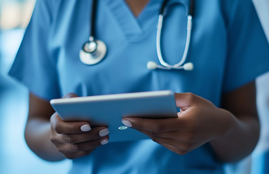 Doctor with tablet device