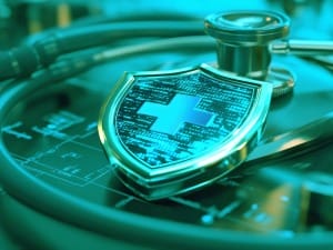 An image of a healthcare icon within a shield shape.